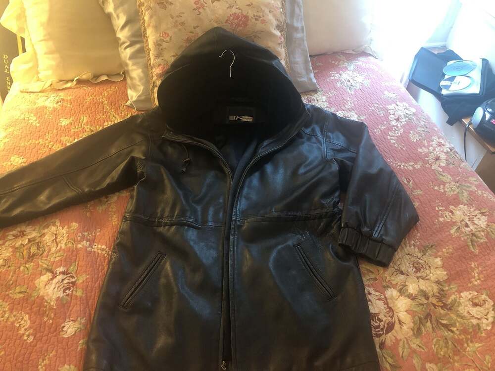 IZ Sport Genuine Leather Hooded Jacket with Faux Fur Lining